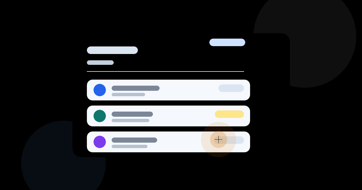 A clean profile card illustration with one product row visually marked as pending.